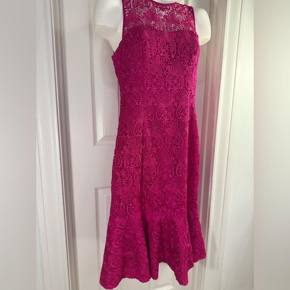 Eliza J Magenta Lace Sleeveless Sheath Dress (Size 4)‎ - Picture 14 of 14